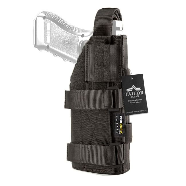 [TAILOR JAPAN] Handgun Holster, Survival Game Holster, Handgun, Right Handgun, Cordura, Nylon, Molle Compatible, Survival Game, Glock M92, Fits Various Shapes, Black