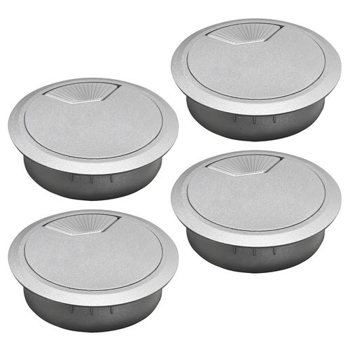 BOPOREAE Desk Grommet 2" (50 mm), Desk Cord Hole Cover, Cable Grommet ABS Plastic, Desk Hole Grommet for Office and Home Table Cable, Detachable Adjustable Cable Cord Organizer (Silvery4 Pcs)