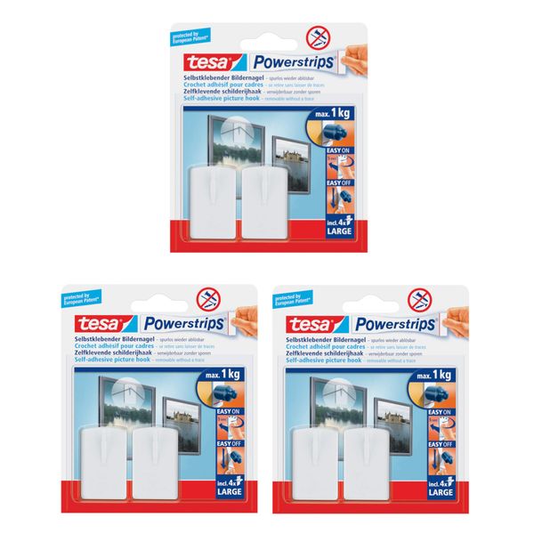 Tesa Powerstrips picture hook self adhesive white (pack of 2), White