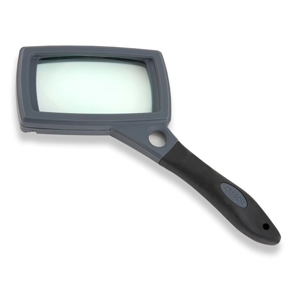 Carson SureGrip Rubberized Soft Grip Hand-Held Rectangular 2x Magnifier with Hands Fold Out Stand