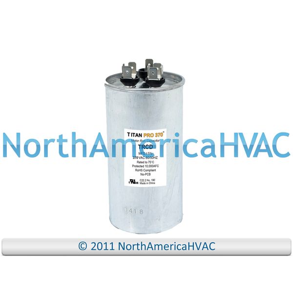 Packard Titan Pro Motor Run Capacitor 40+5 MFD uF 370 Volt Round Fits TRCD405