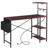 44 inch Gaming Desk with LED Lights & Power Outlets Computer Office Desk Black 