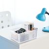 Obstnny White Rectangular Storage Baskets Set of 4, Plastic Kitchen Cupboard Organiser Basket Box