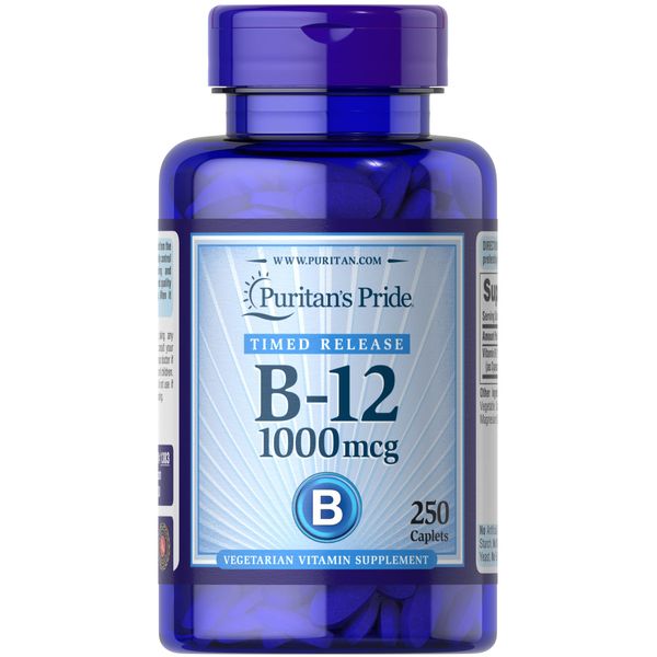Puritan's Pride Vitamin B-12 1000 Mcg Timed Release Caplets, 250 Count