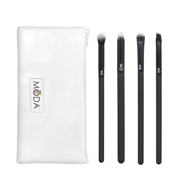 MODA Royal & Langnickel Full Size Pro Bold Eye 5pc Makeup Brush Set with Pouch, Includes, Crease, Smokey Eye, Smudger and Line Brushes, Black, BMX-BEK5