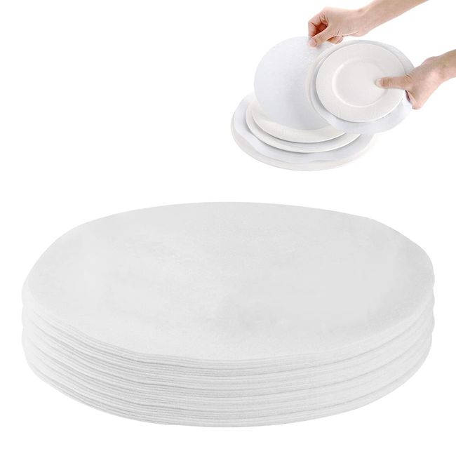 ReFeltidolom Thick Felt Plate Dividers, Set of 48 Plate Separators Round China Storage Dividers Dish Protectors White Felt Pads for Stacking China/Dish/Saucers, 10.5 Inch