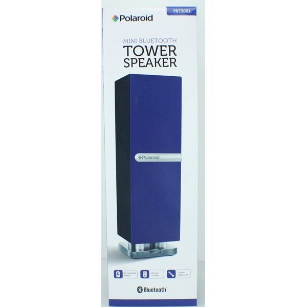 Polaroid  Mini Bluetooth Tower Speaker Remote Rechargeable BLUE Rare NEW