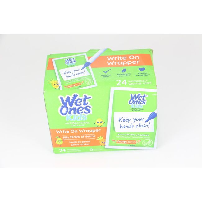 Wet Ones Antibacterial Hand Wipes, Individually Wrapped, Fresh Scent, 24 ct.