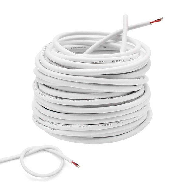 10 Meter 24AWG White Electrical Wire, Outer Diameter 3MM, 2 Core Round PVC Mains Electrical Cable Twin Flexible Copper Cable, Wear-Resistant, Oxidation Resistance for Installing Low-Power Appliances