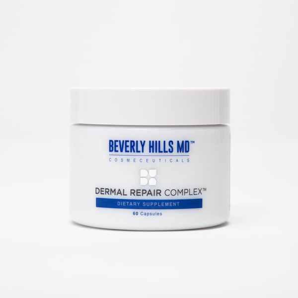 Beverly Hills MD Dermal Repair Complex- Tighten Skin & Reduce Wrinkles, Anti-Aging Supplement for Smooth, Plump Skin- Hyaluronic Acid, Hydrolyzed Collagen, Saw Palmetto, Vitamins A,B, MSM- 60 Capsules