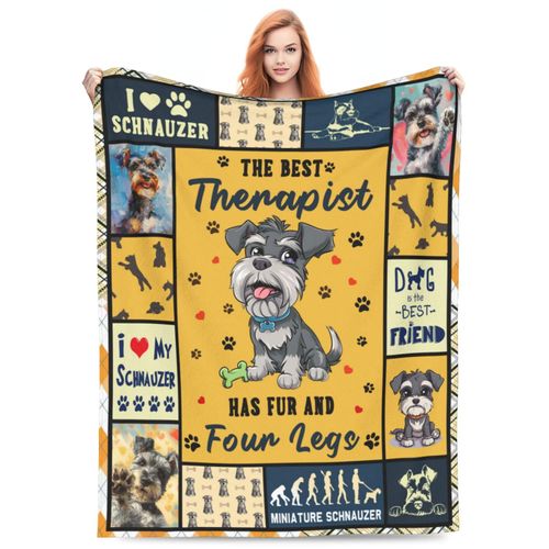 Miniature Schnauzer Dog Blanket Schnauzer Decor Throw Blanket Super Warm Soft Plush Lightweight Fleece Flannel Blanket Gifts for Dog Lovers Girls Women Boys Kids for Winter Couch Bedding 40"X50"