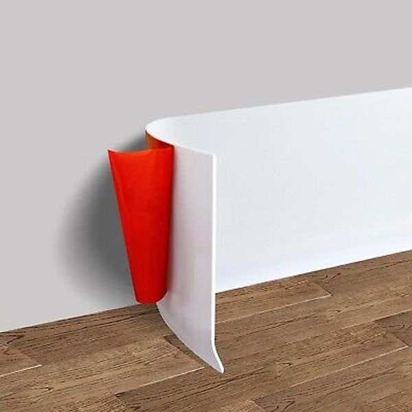 Vinyl Wall Baseboard 4 Inch x 60 Feet - Flexible Molding, White, Peel and Stick