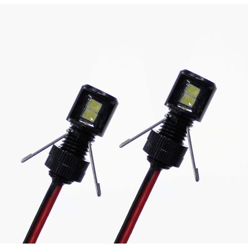 Oznium Side View LED Bolt - 12V LED Side Emitting Light for Bumper, Grille, Cars Interior, Dash, Ambient Lighting, Motorcycle with Aluminum Housing & Screw Nut (8 mm Black, Cool White LED), 2-PACK