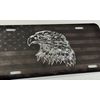 Combo Laser & Diamond Etched US American Flag Eagle Car Tag Front License Plate