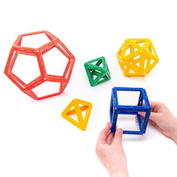 Polydron Kids Frameworks Platonic Solids Set in Multicolored - Geometry Educational Construction Toy Building Kit - 6+ Years - 50 Pieces