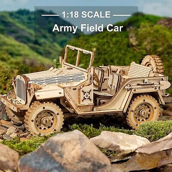 Robotime Army Field Car Model Wooden 3D Puzzle Model Building Kits Kids Toy Gift