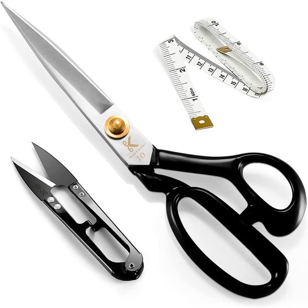 Left-Handed Fabric Scissors - 10.5 Inch(26.8CM) Electroplated Finishing High Carbon Steel Scissors Tailor's Dressmaker Shears for Cutting Fabric, Clothes, Leather, Raw Materials (White)