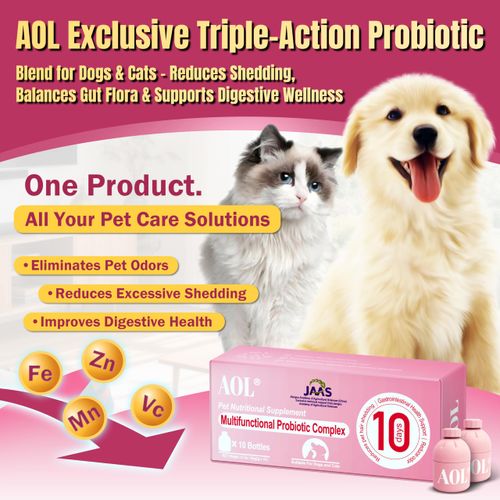 Probiotics for Dogs & Cats, 3 in 1 Formula, Improve Hair Loss, Itchy Skin, Improves Bad Breath, Body Odor, with Iron, Zinc, Manganese & Vitamin C, Gut Health, Yeast Balance(10 Bottles)，【Daily use】