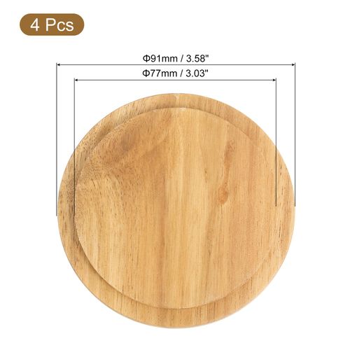 uxcell 4Pcs Wooden Cup Lid 3.58 Inch, Wooden Coffee Mug Lids Tea Glass Cup Cover Sealed Lid Wooden Drink Cup Lid Bamboo Perfume Candle Lid
