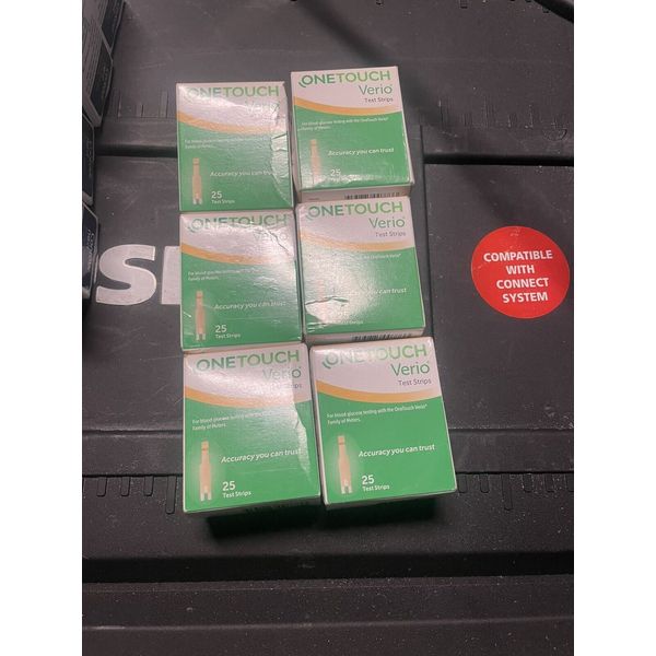 ONE TOUCH VERIO TEST STRIPS ( 6  Boxes X 25ct Boxes ) Total= 150 Ct  Exp: 2023