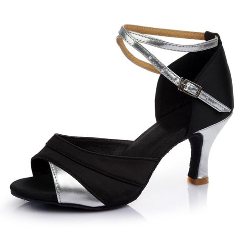 FLORPERRY Women's Latin Dance Shoes, For Ballroom Dance, For Practice, Stage, Concerts, Sports, Dance Shoes, Stage, Dance Shoes, Heel 2.0 inches (5 cm), Soft, Silver