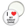 I Love My Great Dane - 77mm Round Compact Mirror