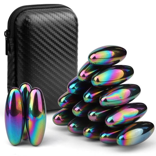 Rattle Fidget Magnets Snake Eggs for Adults, Hand Roller Magnetic Oval Toy for Men, Compatible with Ferrite Putty Office Desk Decor, Gift for Teachers, Researchers 18PCS