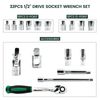 32 Pcs 1/2" Drive Socket Set Metric 8-32mmm Sockets 1/2-Inch Ratchet