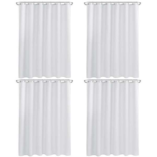 Nasitos Fabric Shower Curtain Liners 4 Pack - W72 x H72 - Washable & Water Resistant Cloth Shower Liner for Bathroom, Soft Hotel Quality, Standard Size (White, Include 8 Separate Magnets)