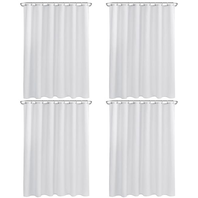 Nasitos Fabric Shower Curtain Liners 4 Pack - W72 x H72 - Washable & Water Resistant Cloth Shower Liner for Bathroom, Soft Hotel Quality, Standard Size (White, Include 8 Separate Magnets)