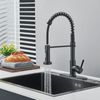 Kitchen Sink Faucet Pull Down Sprayer Spring Single Handle Mixer Tap Matte Black
