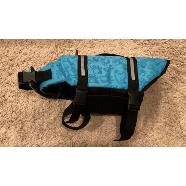 Pet Dog Life Jacket Swimming Safety Vest Reflective Stripe + PULL Handle Size L