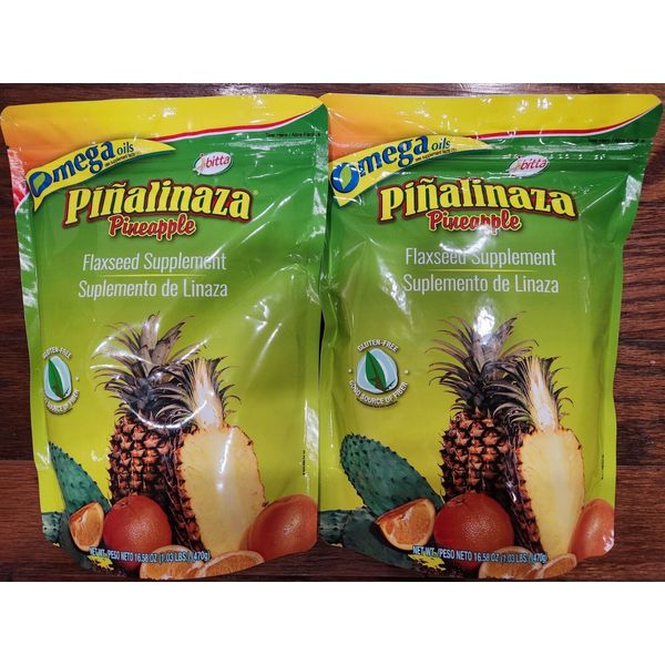 2 PIÑALINAZA IBITTA PINEAPPLE FLAX SEED SUPPL. OMEGA OILS GLUTEN FREE 16.58 OZ