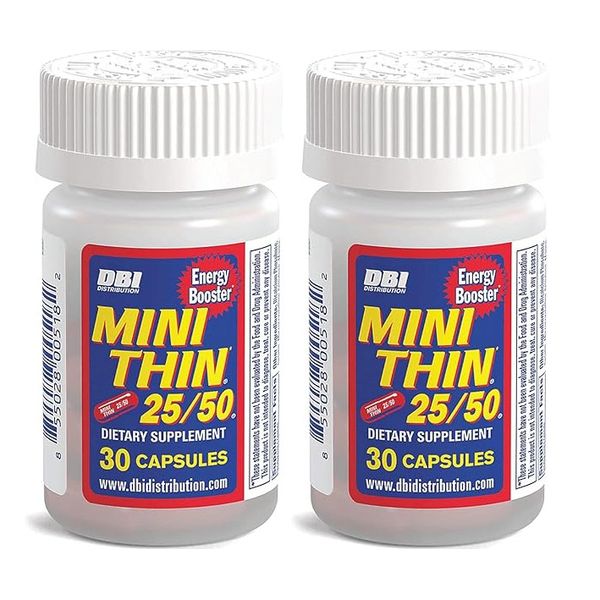 2x Bottles Mini Thin 25/50 Herbal Dietary Supplement (30 Capsules Per Bottle)