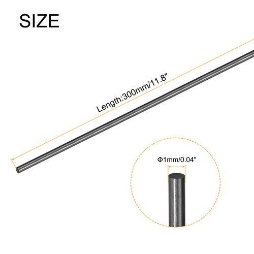 MECCANIXITY Carbon Fiber Rod, 1mm x 300mm for RC Car Airplane DIY Tool Wing Tube Quadcopter Arm, Pack of 12
