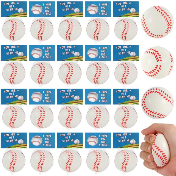 LiYiQ 24Pcs Sports Stress Balls Baseball Stress Ball for Kids 2.36 Inch Foam Bouncy Balls Bulk Fun Balls Party Favors Sports Party Favors Goodie Bag Stuff for Kids Classroom Exchange