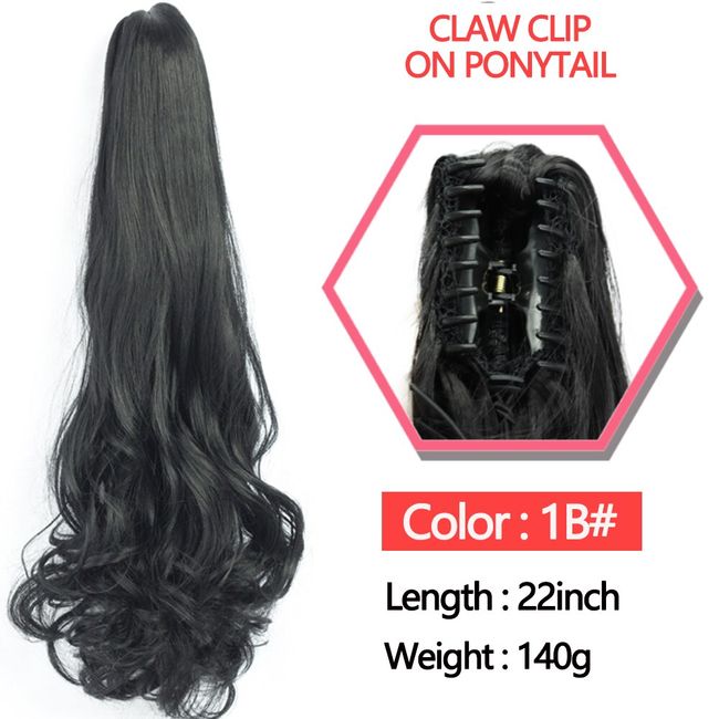 Synthetic 22inch Wavy Claw Clip Ponytail Hair Extension Women Pony