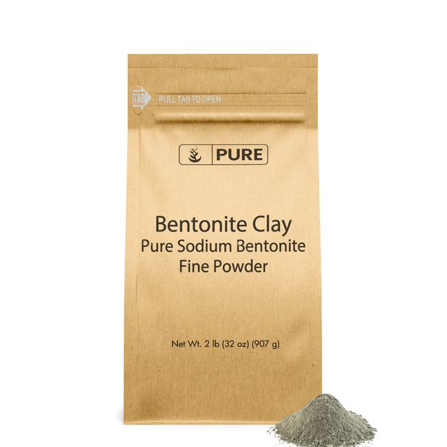 PURE ORIGINAL INGREDIENTS Bentonite Clay (2 lb) Fine Powder, Pure Sodium Bentonite, For Face Masks & More