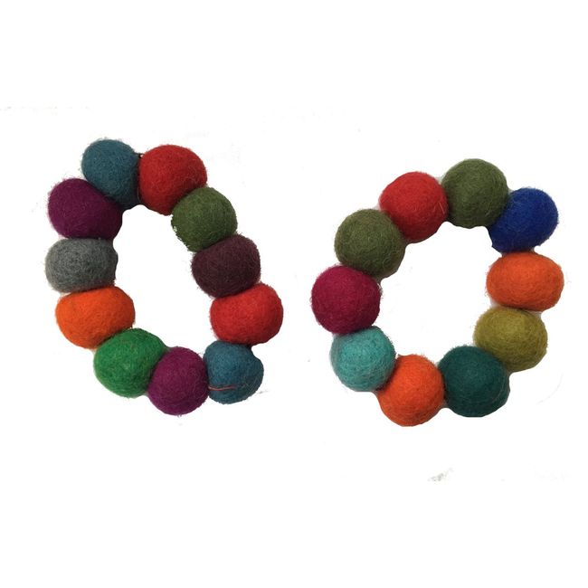 Hand Rolled Felt Bobble Bracelet - Fair Trade (Set of 2)