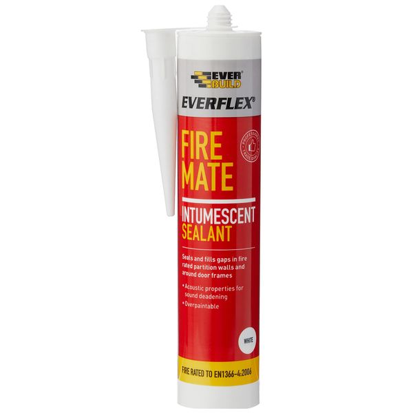 Everbuild Fire Mate Intumescent Acrylic Sealant that Seals and Fills Gaps in Fire Rated Partition Walls and Around Door Frames - 295ml - White