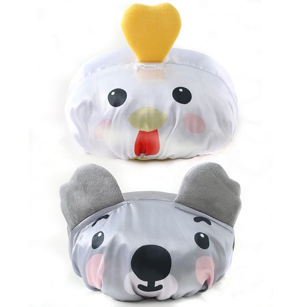 Bath Reusable Shower Caps Designed for Baby, Kids, Children,Long/Thick Hair, Cute, Waterproof, Cartoon Animal, Double Layer Bathing Hat for Boys, Girls, Women(Yellow Chicken; Cute Kaola )