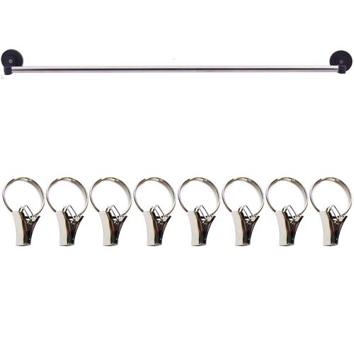 YYST Type A 39" Magnetic Curtain Rod for Metal Door,Magnetic Window Café Curtain Rod, French Door Curtain Rods Magnetic Sash Rod W 8 Clips (Black-1)