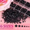 Belleboost Flat Back Pearls Kits 1 Box of Flatback Black Half Round Pearls with Pickup Pencil and Tweezer for Home DIY and Professional Nail Art, Face Makeup and Craft