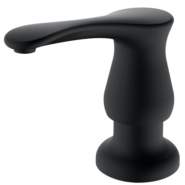 GAGALIFE Sink Soap Dispenser Matte Black, Built in Soap Dispenser with 13 OZ Bottle, Lotion Dispenser for Kitchen Sink, Refill from The Top