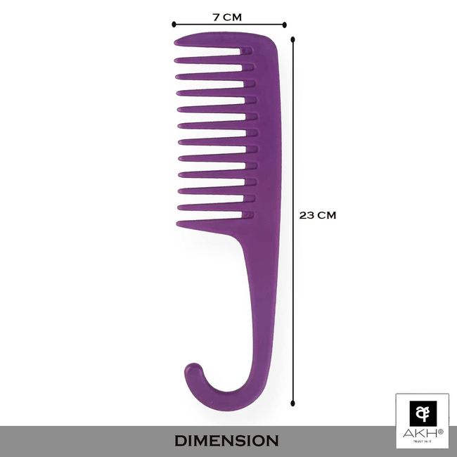 Duschkamm | 23 cm | Große breite Zähne | Haarkamm | Entwirren Haarbürste | Entwirrer Duschkamm | Für nasses, trockenes, langes, lockiges Haar | Für Damen und Herren Unisex | Styling Haarkämme (lila)