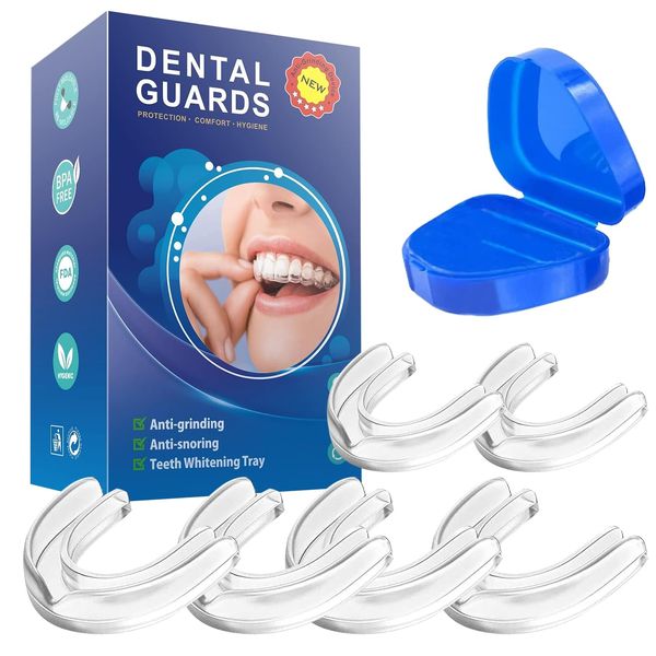 FEXPDL Mouth Guard for Teeth Grinding,6Pack Teeth Grinding Night Guard for Adults Mouth Guard for Sleeping at Night Anti Grinding Teeth 2 Sizes Bruxism Mouth Guard Night