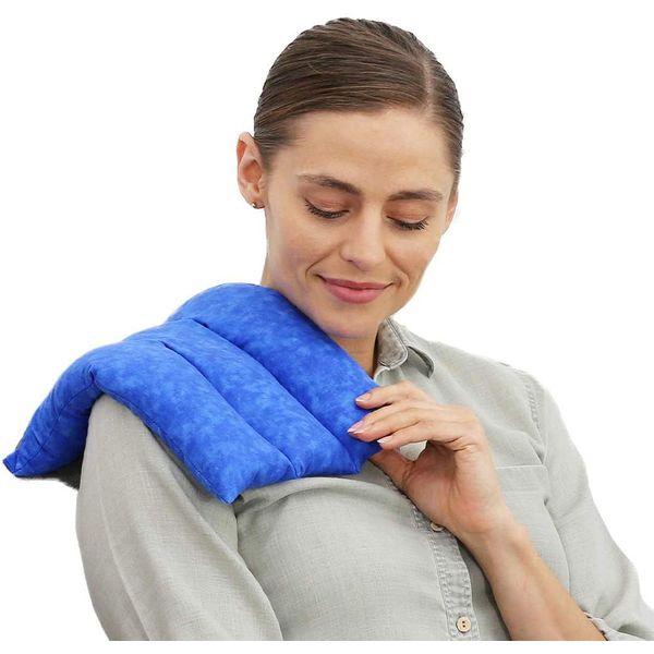 Nature Creation Microwavable Back Heating Pad - Reusable & Portable Heating Pad Cold/Hot Pack for Pain Relief, Back, Neck Pain, Body Aches, & Stiffness, Perfect for Cold Weather - 1 Pack - Blue Marble