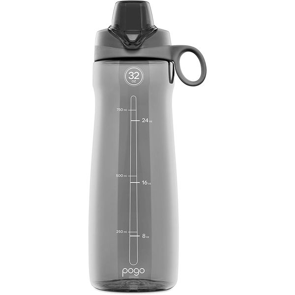 Pogo BPA-Free Tritan Plastic Water Bottle with Chug Lid, 32 Oz, Grey