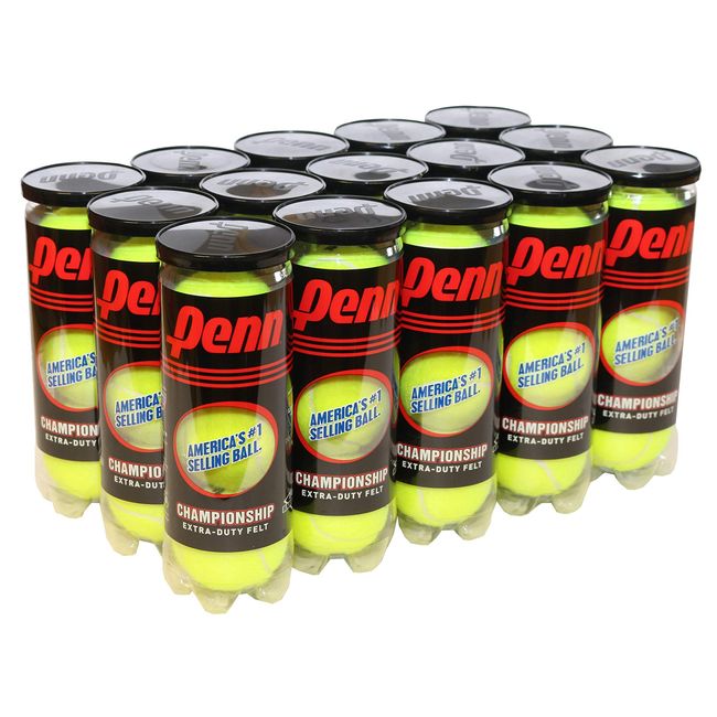 Penn Championship Tennis Balls - Extra Duty Felt Pressurized Tennis Balls - 15 Cans, 45 Balls