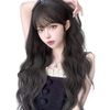 Wig, Long Wig, Natural, Long, Curl, Wig, Long, Wave, Curly Hair, Wig, Cross-Dressing, Full Wig, Lolita, Cosplay, Wig, Small Face, Natural, Heat Resistant, Net Included (Black Brown)